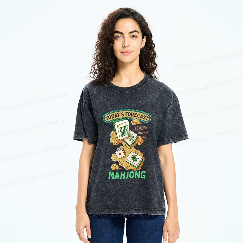 Tokyo-Tiger Fun Mahjong Washed T-Shirt