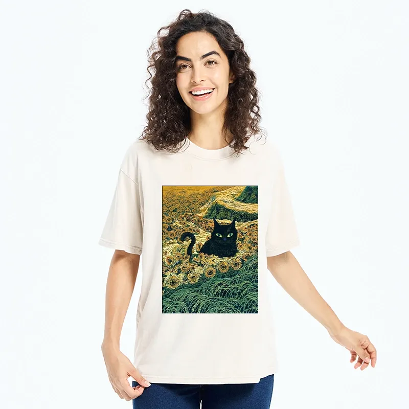 Tokyo‑Tiger Van Gogh Black Cat Washed T‑Shirt