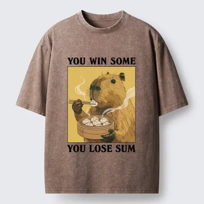 Tokyo‑Tiger Meme Capybara Snack Washed T‑Shirt