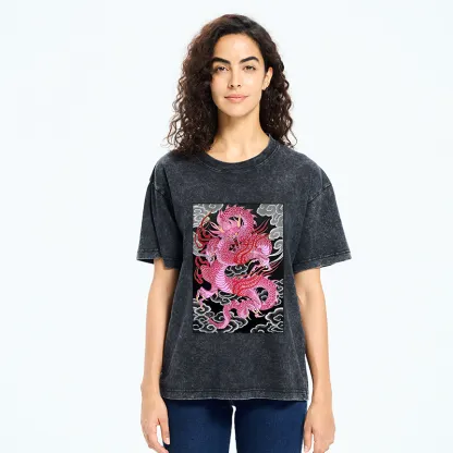 Tokyo-Tiger Pink Dragon Washed T-Shirt