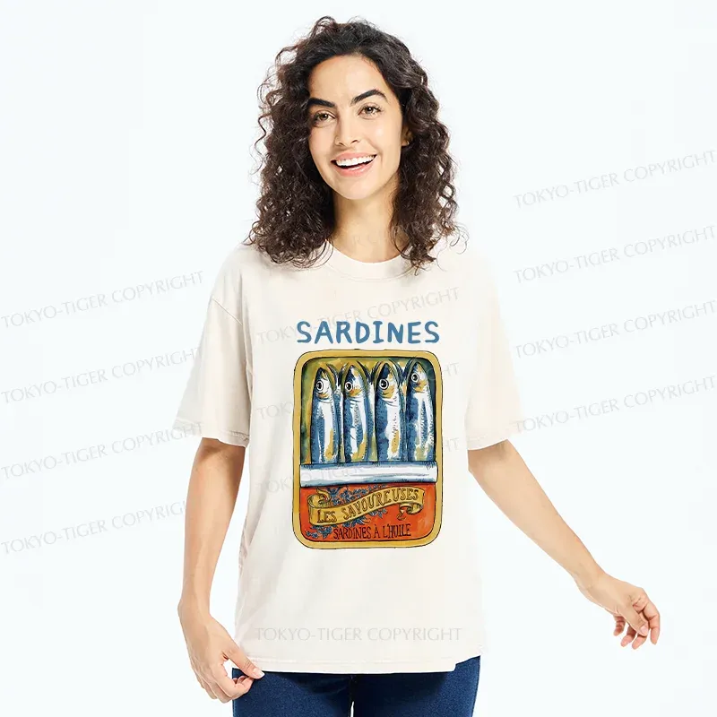 Tokyo-Tiger Vintage Sardines Can Washed T-Shirt