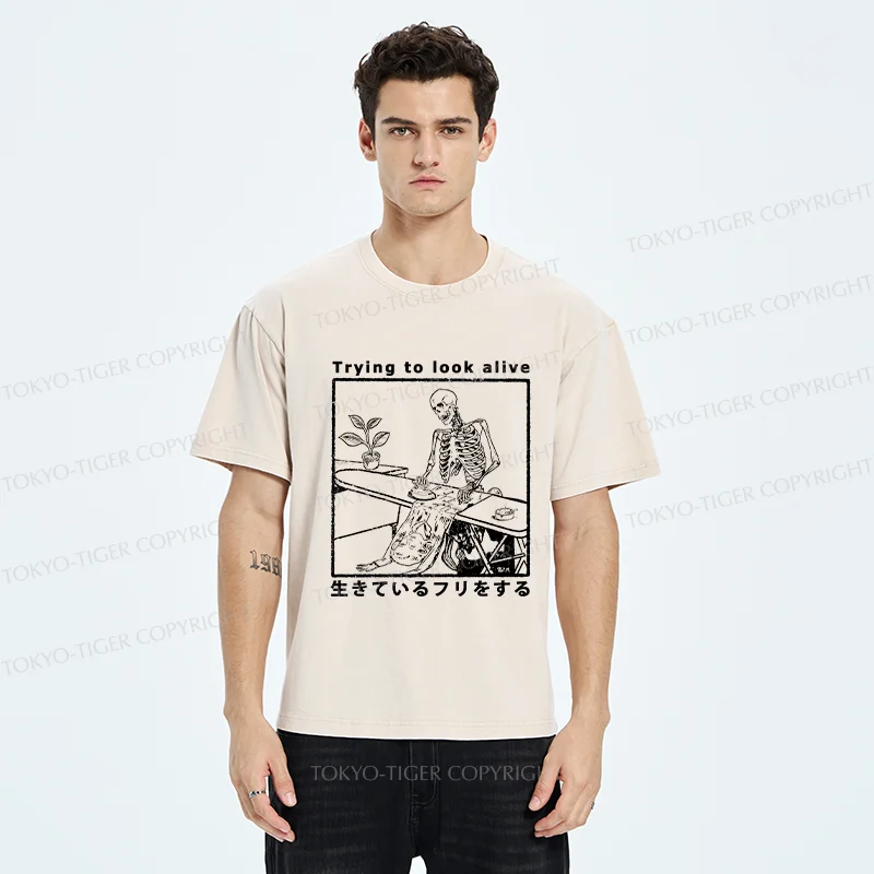 Tokyo-Tiger Ironing Shell Washed T-Shirt