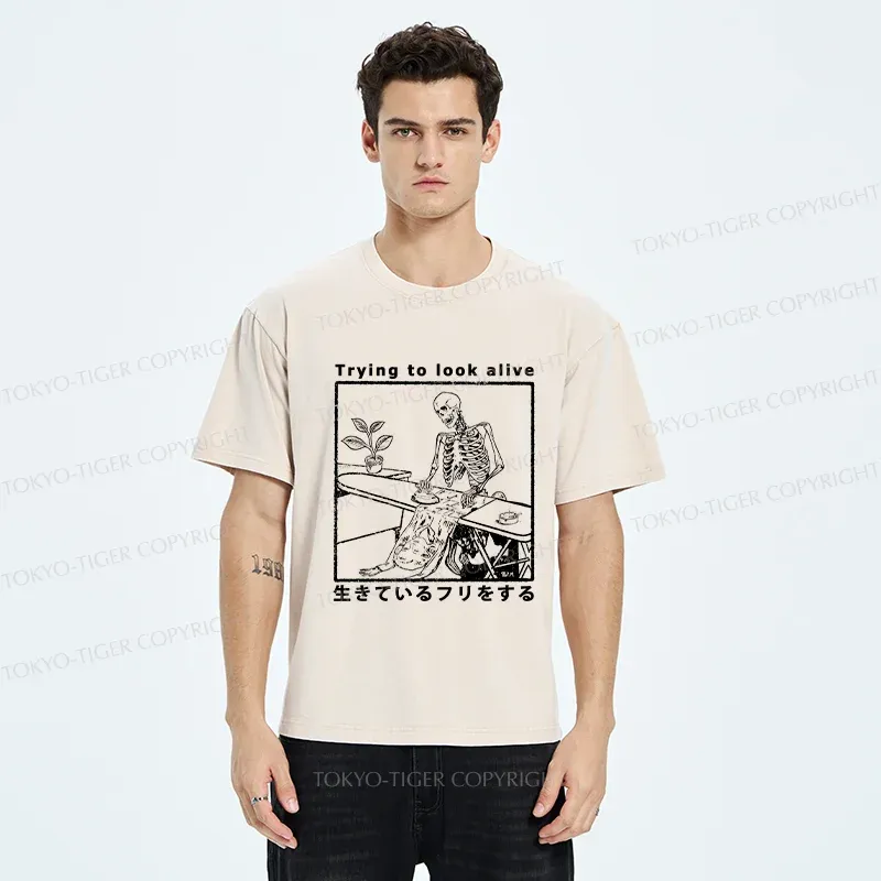 Tokyo-Tiger Ironing Shell Washed T-Shirt