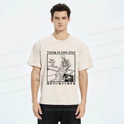 Tokyo-Tiger Ironing Shell Washed T-Shirt