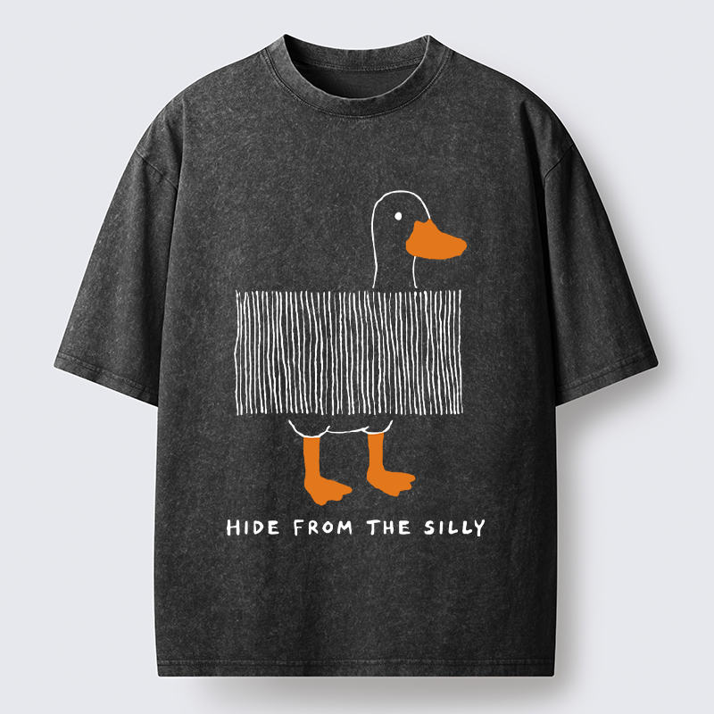Tokyo-Tiger Funny Hiding Goose Meme Washed T-Shirt