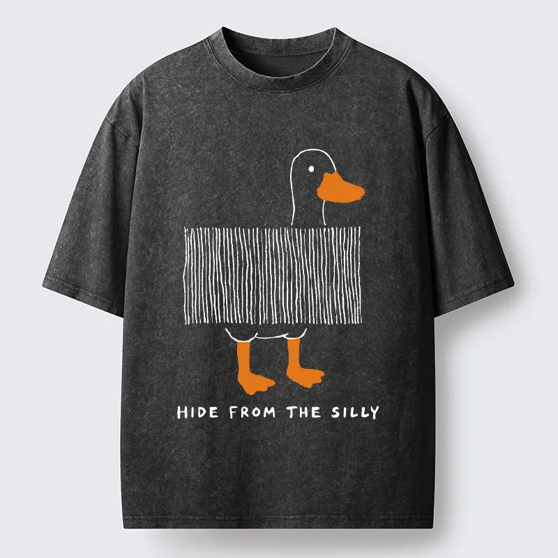 Tokyo-Tiger Funny Hiding Goose Meme Washed T-Shirt