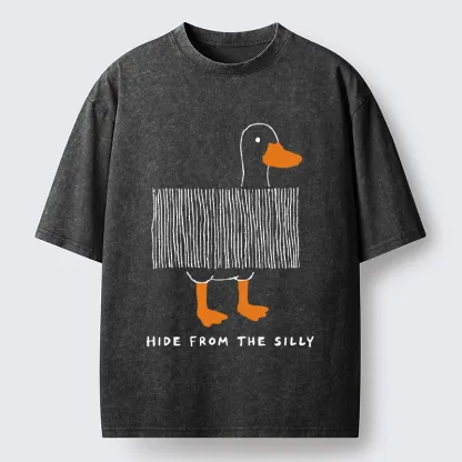 Tokyo-Tiger Funny Hiding Goose Meme Washed T-Shirt