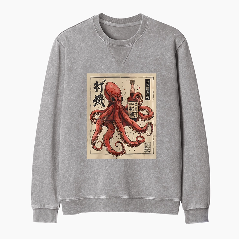 Tokyo-Tiger Osaka Saké Octopus Washed Terry Sweatshirt