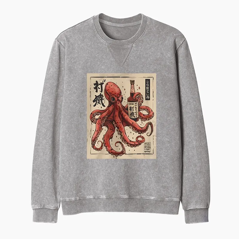 Tokyo-Tiger Osaka Saké Octopus Washed Terry Sweatshirt