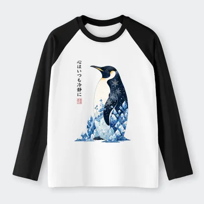 Tokyo-Tiger Keep Calm Penguin Raglan Long Sleeve T-shirt