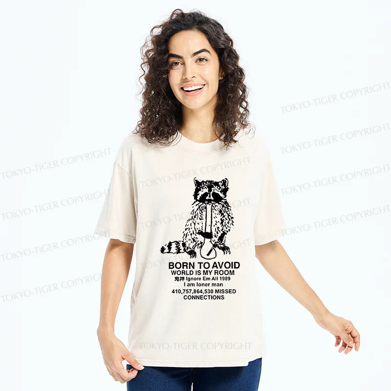 Tokyo-Tiger Raccoon Meme Washed T-Shirt
