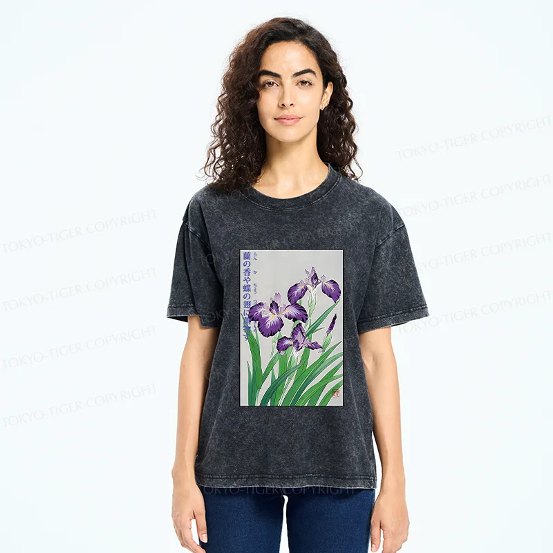 Tokyo-Tiger Japanese Iris Washed T-Shirt