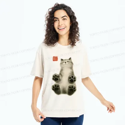 Tokyo-Tiger Fluffy Cat Washed T-Shirt