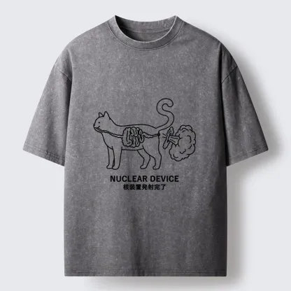 Tokyo‑Tiger Funny Nuclear Cat Meme Washed T‑Shirt