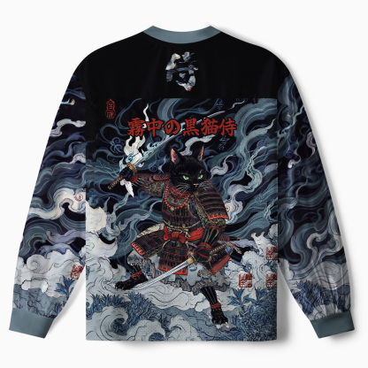Tokyo-Tiger Shadow Samurai Cat Paneled Long Sleeve Jersey
