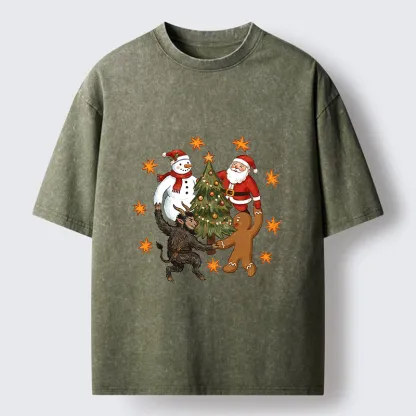 Tokyo-Tiger Christmas Party Crew Washed T-Shirt