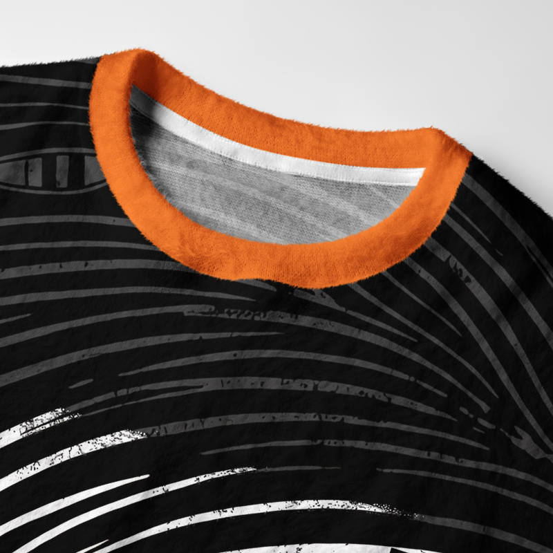 Tokyo-Tiger Japanese Swirl Wave Boat Art Fuzzy Christmas Ugly Sweatshirt