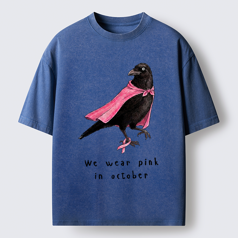 Tokyo-Tiger Pink Ribbon Raven Breast Cancer Awareness Washed T-Shirt
