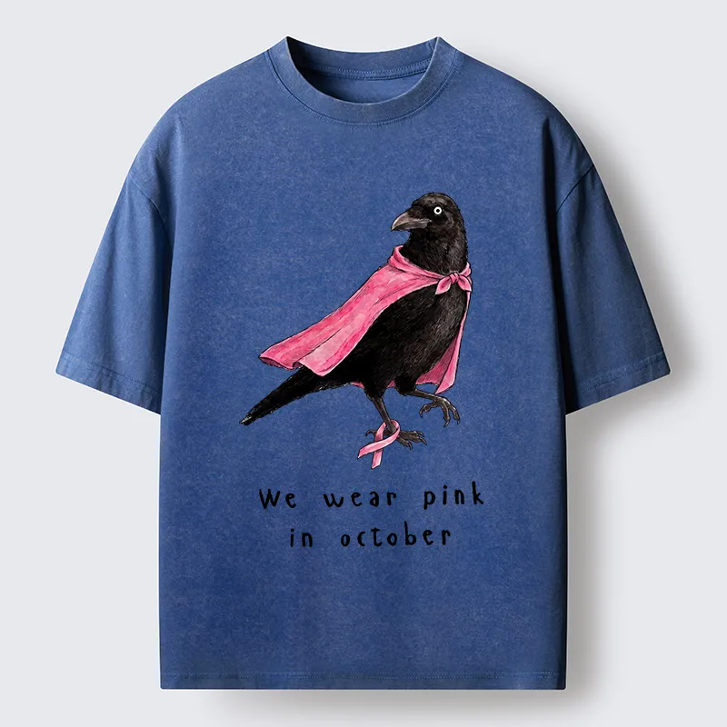 Tokyo-Tiger Pink Ribbon Raven Breast Cancer Awareness Washed T-Shirt