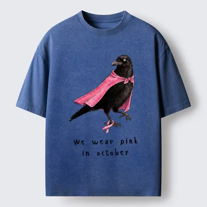 Tokyo-Tiger Pink Ribbon Raven Breast Cancer Awareness Washed T-Shirt
