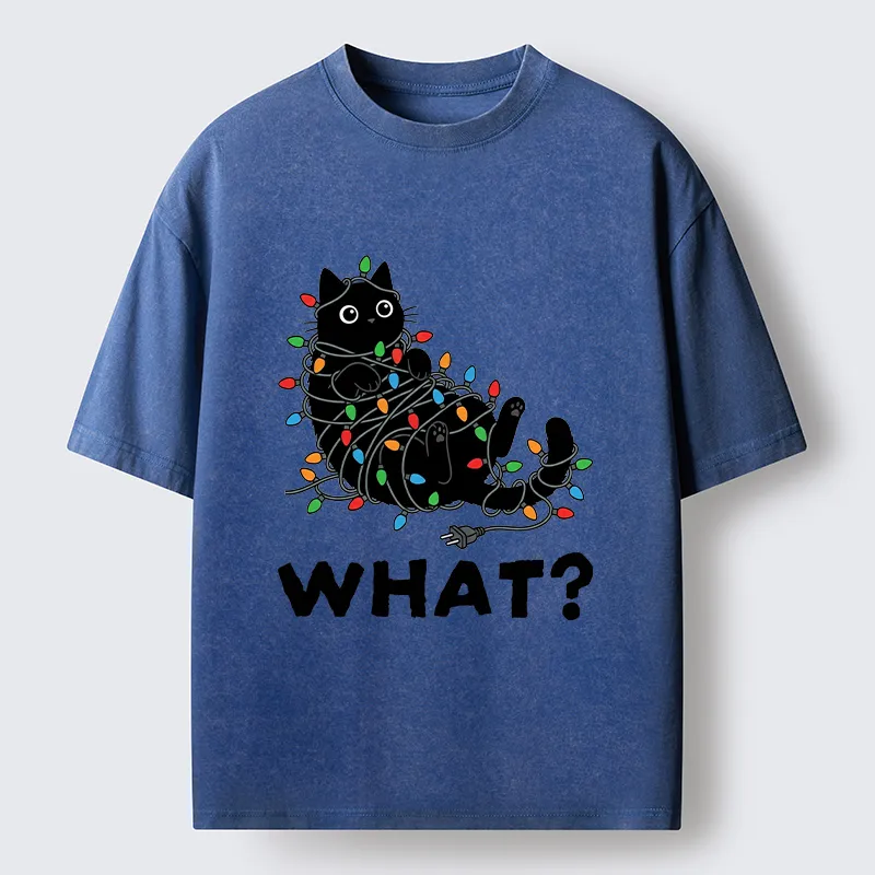 Tokyo-Tiger Cute Christmas Black Cat Meme Washed T-Shirt