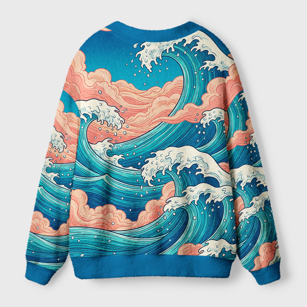 Tokyo-Tiger Ukiyo‑e Tides Ugly Cardigan Sweater