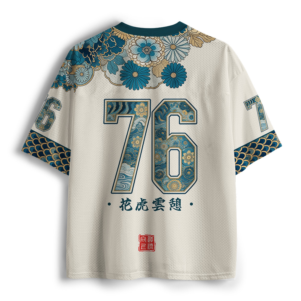 Tokyo-Tiger Cloud‑Resting Floral Tiger Mesh Jersey