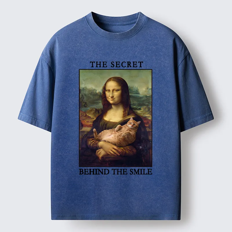 Tokyo‑Tiger Mona Lisa Cat Meme Washed T‑Shirt