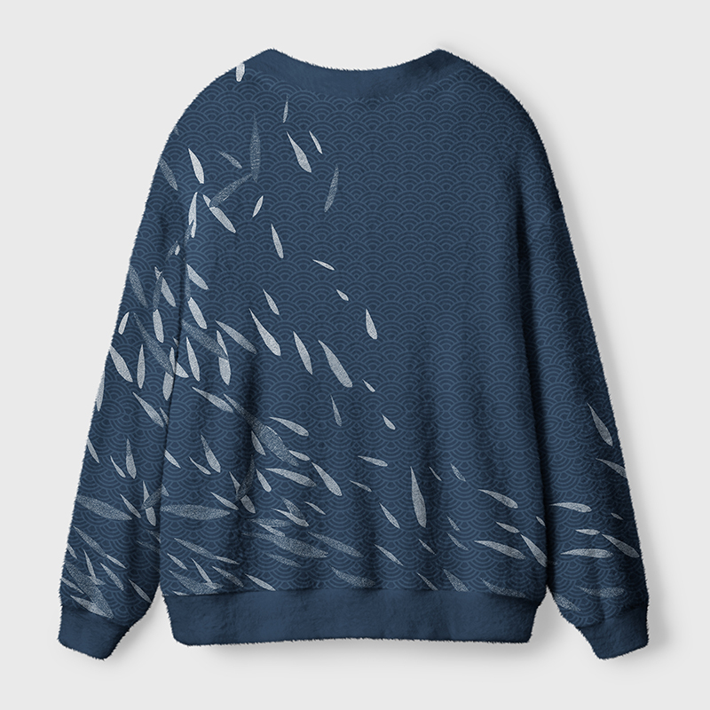 Tokyo-Tiger Falling Leaves And Ripples Ugly Cardigan Sweater