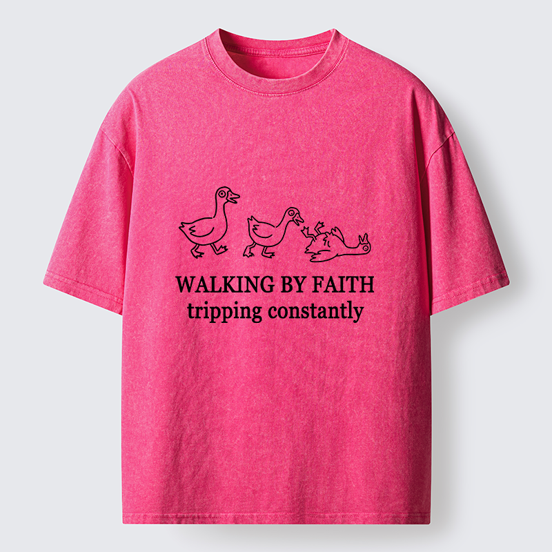 Tokyo-Tiger Faithful Tripping Duck Funny Meme Washed T-Shirt