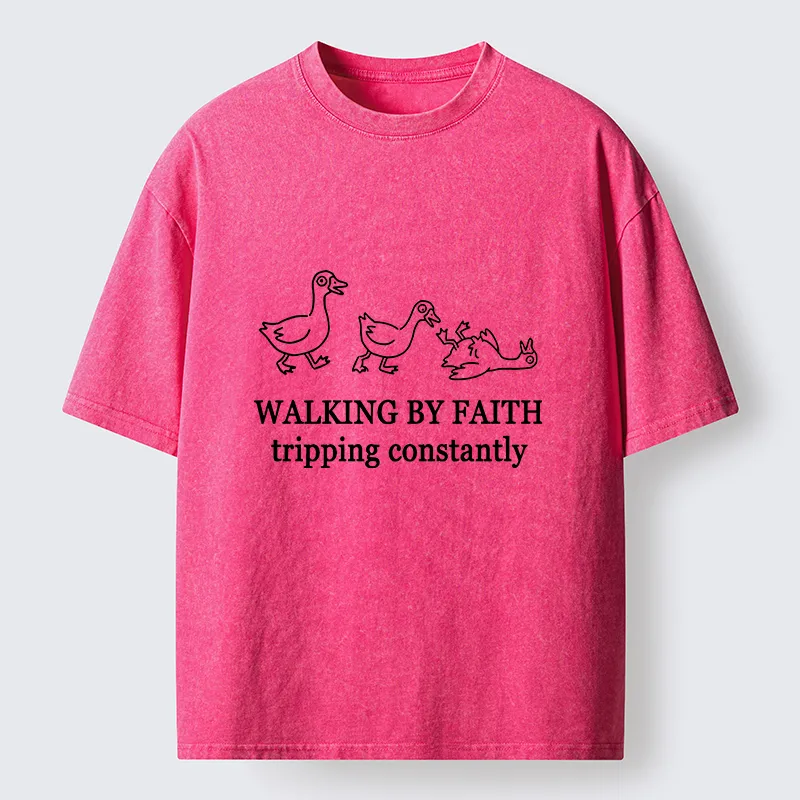 Tokyo-Tiger Faithful Tripping Duck Funny Meme Washed T-Shirt