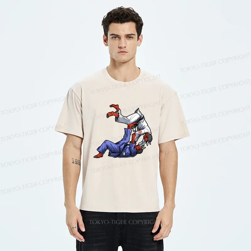 Tokyo-Tiger Karate Duel Ghost Washed T-Shirt