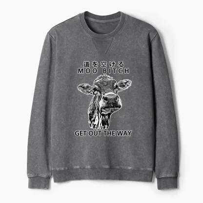 Tokyo-Tiger Funny Cow Washed Terry Sweatshirt