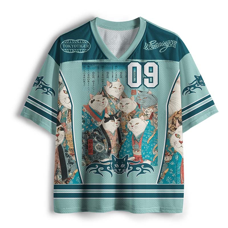 Tokyo-Tiger Formal Gathering of Ukiyo-e Cat Nobles Mesh Jersey