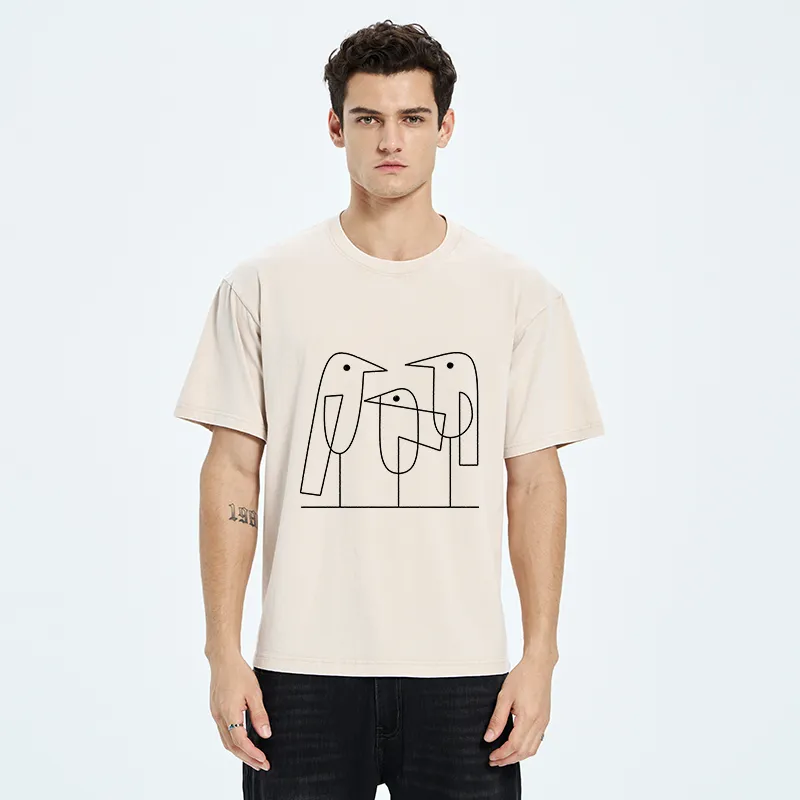 Tokyo‑Tiger Minimalist Bird Washed T-Shirt