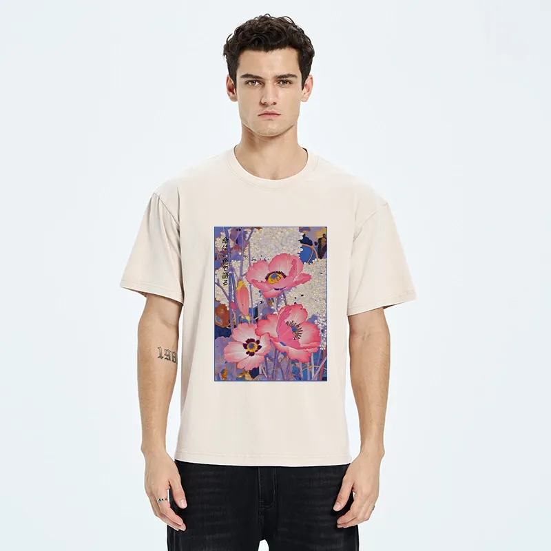 Tokyo-Tiger Vintage Japanese Poppy Art Washed T-Shirt