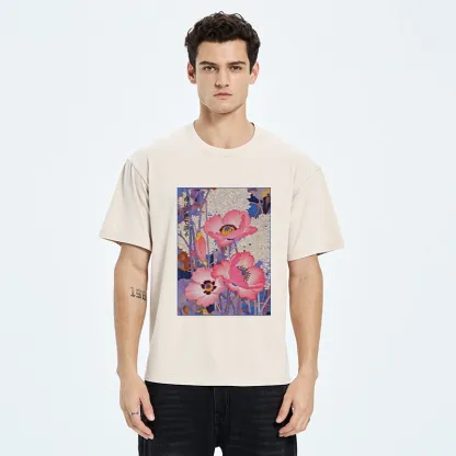 Tokyo-Tiger Vintage Japanese Poppy Art Washed T-Shirt