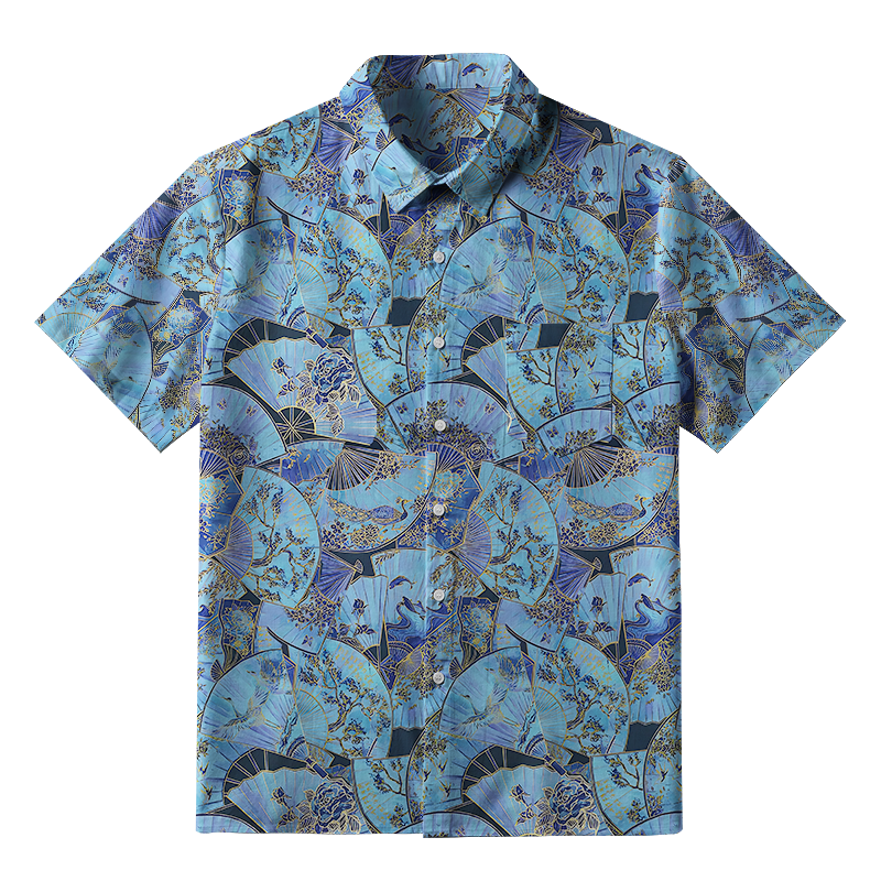 Tokyo-Tiger Traditional Japanese Fans Button-up Shirt