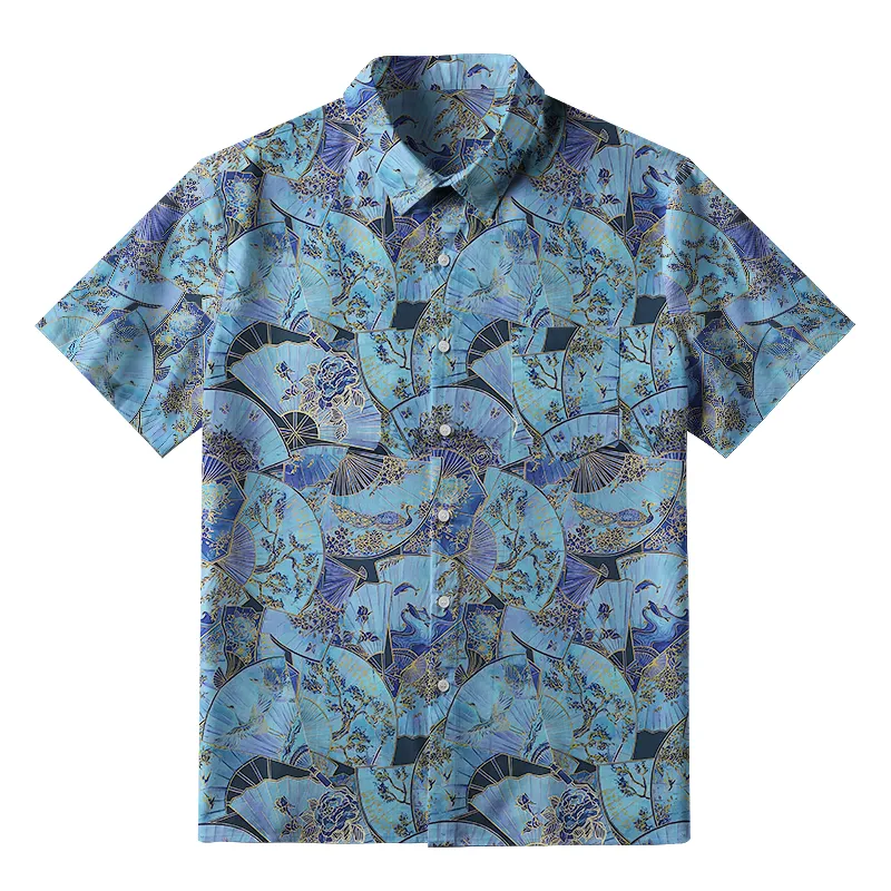 Tokyo-Tiger Traditional Japanese Fans Button-up Shirt Sale