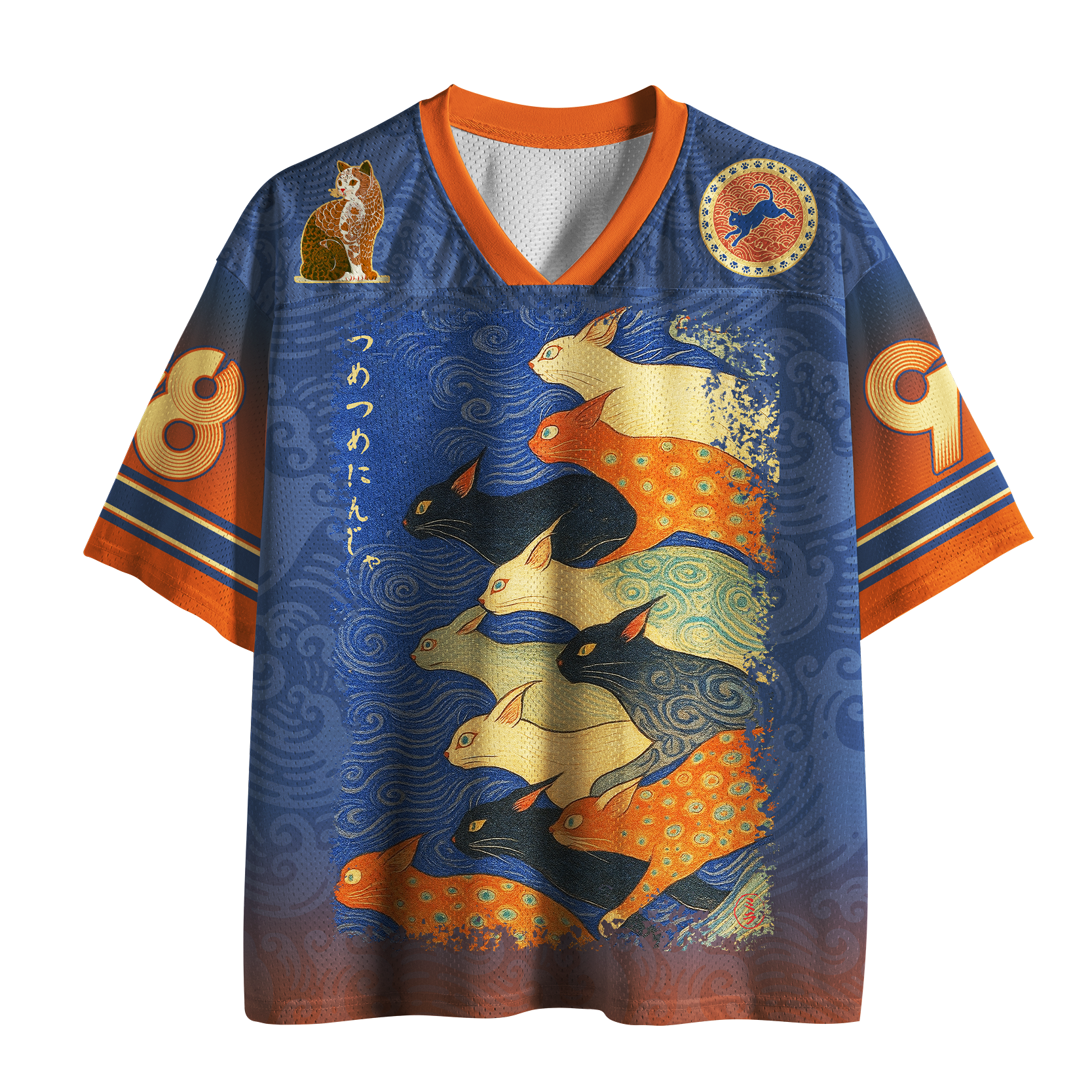 Tokyo-Tiger "Wave of Ninja Cats" Traditional Art Mesh Jersey