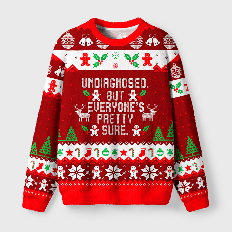 Tokyo-Tiger Self-diagnosed Illness Funny Fuzzy Christmas Ugly Sweatshirt