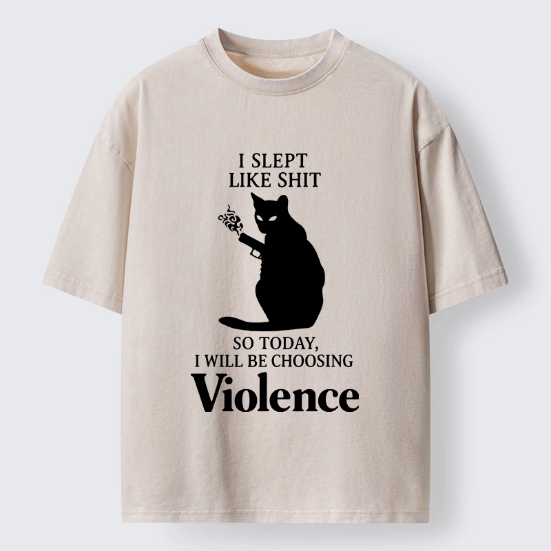 Tokyo-Tiger Mad Cat Mood Washed T-Shirt