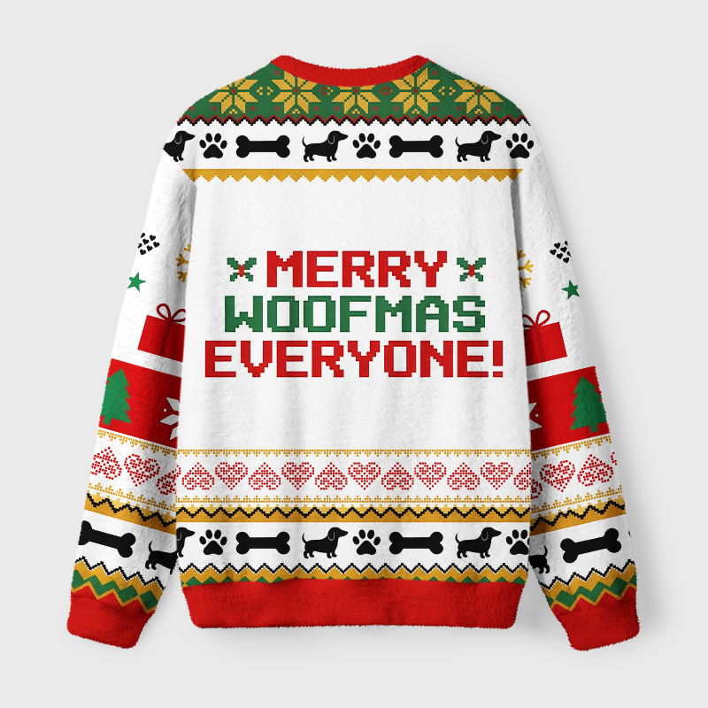 Tokyo-Tiger Cute Dachshund Fuzzy Christmas Ugly Sweatshirt