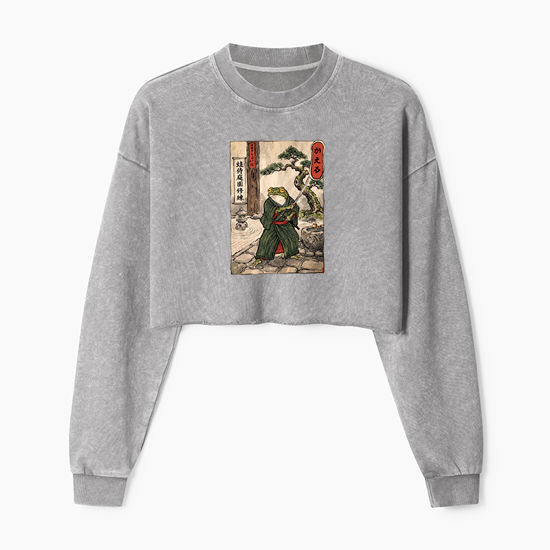 Tokyo-Tiger Samurai Frog Training Washed Crop Sweatshirt
