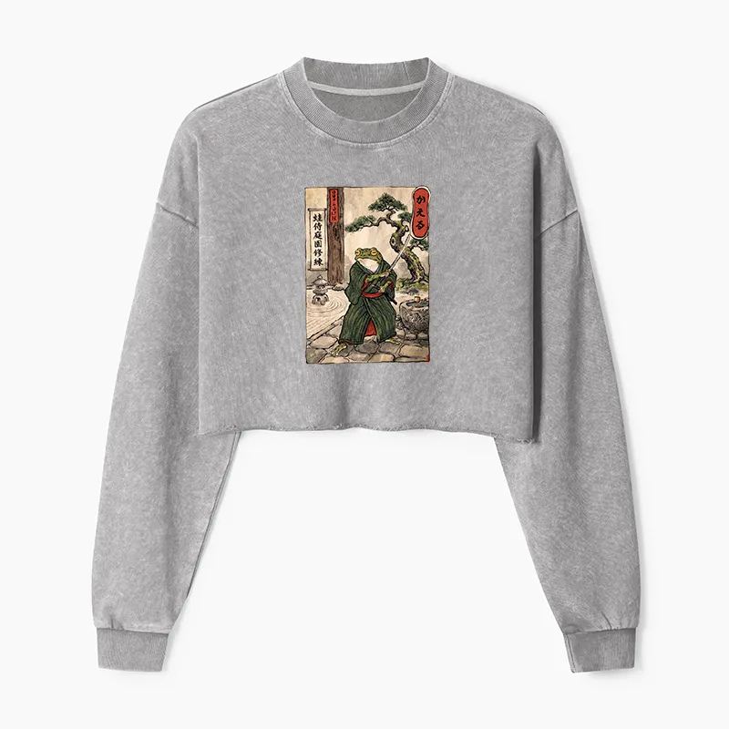 Tokyo-Tiger Samurai Frog Training Washed Crop Sweatshirt