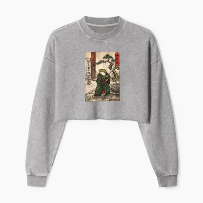 Tokyo-Tiger Samurai Frog Training Washed Crop Sweatshirt
