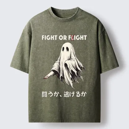 Tokyo‑Tiger Funny Ghost Knife Meme Washed T‑Shirt