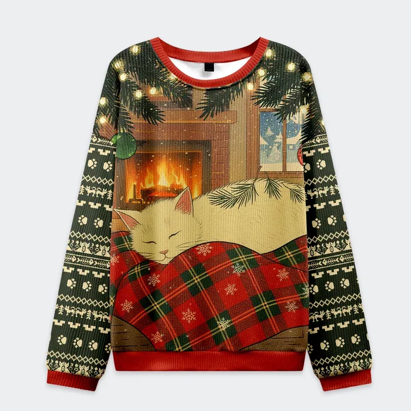 Tokyo-Tiger Napping Cat Christmas Ugly Sweatshirt Sale