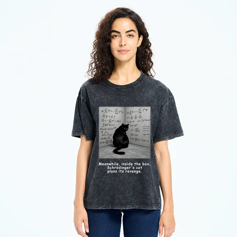Tokyo-Tiger Box Black Cat Science Meme Washed T-Shirt