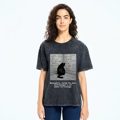 Tokyo-Tiger Box Black Cat Science Meme Washed T-Shirt